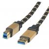 Roline Kabel USB Vnější, řada: ROLINE GOLD, A: USB typu A, 800 mm Vnější, Černá, B: USB B Roline Kabel USB Vnější, řada: ROLINE GOLD, A: USB typu A, 800 mm Vnější, Černá, B: USB B