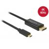 Delock USB-C® / DisplayPort kabelový adaptér USB-C ® zástrčka, Konektor DisplayPort 1.00 m černá 85255 pozlacené kontakty Kabel pro displeje USB-C®