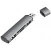 LogiLink UA0394 USB Hub 4 porty USB-A, SD, microSD USB 3.2 Gen2 10 GBit/s s hliníkovým krytem, se zabudovanou čtečkou SD karet, se stavovými LED vesmírná šedá