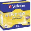 Verbatim 43229 DVD+RW 4.7 GB 5 ks Jewelcase přepisovatelné, stříbrný matný povrch