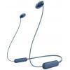 Sony WI-C100 Headset do uší (In Ear) Bluetooth® stereo modrá headset, personalizace zvuku, regulace hlasitosti, nákrčník, odolné vůči potu, odolná vůči vodě