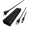 ICY BOX 70420 USB Hub 13 portů USB-A USB 3.0 5 GBit/s černá