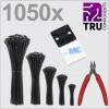 TRU COMPONENTS TC-13377620, T24CA116, stahovací pásky, černá, odolná vůči UV záření, 1050 ks