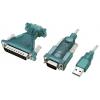 LogiLink sériový adaptér [1x USB 2.0 zástrčka A - 1x D-SUB zástrčka 9pólová, D-SUB zástrčka 25pólová] 1.3 m zelená