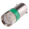 RS PRO Kontrolka barva světla Zelená, objímka žárovky: BA9 vícečipový, průměr: 10 mm, 28V dc