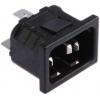 Bulgin Konektor IEC C14, orientace těla: Rovný, Zacvakávací montáž Vnější, 250V 10A Bulgin Konektor IEC C14, orientace těla: Rovný, Zacvakávací montáž Vnější, 250V 10A