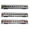 Roco 74021 3dílná sada 1:vagon EuroCity EC7 společnosti SBB 1.třída r.APM, 2.třída r.BPM, jídelní vozy třídy WRM