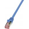LogiLink CQ2086S RJ45 síťové kabely, propojovací kabely CAT 6 S/FTP 7.50 m modrá samozhášecí, s ochranou 1 ks
