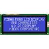 Alfanumerický displej LCD MC42008A6W-BNMLW Alfanumerické podsvícení LED Bílá Paralelní Midas Modrá, Bílá 4 x 20