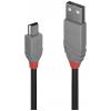 LINDY USB kabel USB 2.0 USB-A zástrčka, USB Mini-B zástrčka 0.50 m černá, šedá 36721