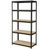 TOOLCRAFT TO-8689791 regál na těžké předměty, (š x v x h) 900 x 1800 x 450 mm, kov, MDF, dřevěná podlaha, černá