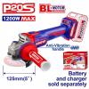 Aku úhlová bruska 20V 125 mm (1200W) solo Aku úhlová bruska 20V 125 mm (1200W) solo