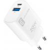 Cellularline USB nabíječka, Rychlonabíječka, USB Power Delivery (USB-PD) , USB A, USB-C®, 20 W, Dodávka energie, bílá
