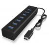 ICY BOX 60257 USB Hub 7 portů USB-A USB 3.0 5 GBit/s s konektorem USB C černá