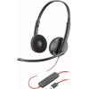 HP Poly Blackwire C3220 Headset otevřená (On Ear) kabelová stereo černá headset, Vypnutí zvuku mikrofonu, regulace hlasitosti Počítače