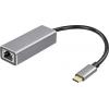 Maxtrack USB-C® / spojka RJ45 síťový adaptér [1x USB-C® zástrčka - 1x RJ45 zásuvka] 10 cm černá, stříbrná (matná)