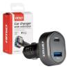 Autoadaptér AMIO s voltmetrem 48 W, PD 30 W, QC 3.0, USB-A + USB-C