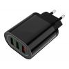 Síťový adaptér, nabíječka USB-A - 3x, QC 18W, černý Síťový adaptér, nabíječka USB-A - 3x, QC 18W, černý