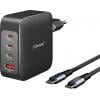 Intenso W140A3C + C520C black USB nabíječka, GaN, USB Power Delivery (USB-PD) , 3x USB-C®, 1x USB A , 140 W, QC 4+, USB PD 3.1, PPS, černá