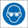 RS PRO Povinná značka, Vinyl, Bílá, Modrá Wear Eye protect Samolepicí