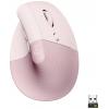 Logitech Lift Vertical Ergonomic Mouse optická ergonomická myš, přenos Bluetooth®, bezdrátový, 6 tlačítko, 4000 dpi, růžová