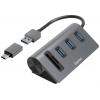 Hama 00200140 USB Hub 5 portů USB-A, microSD, SD USB 3.2 Gen1 5 GBit/s se zabudovanou čtečkou SD karet, s konektorem USB C šedá