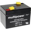 multipower MP2-6 A9620 olověný akumulátor 6 V 2 Ah olověný se skelným rounem (š x v x h) 75 x 53 x 51 mm plochý konektor 4,8 mm bezúdržbové, nepatrné vybíjení