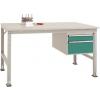 Manuflex AU5567.0001 Kompletní pracovní stůl základní Univerzální standardní s plastové desky, Šxhxv = 1500 x 800 x 760-870 mm šedá, zelená