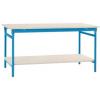 Manuflex BB5217.5012 Kompletní servírovací stolek základní stacionárně s plastová destička + mezi dno, Šxhxv: 1250 x 600 x 780 mm světle modrá (RAL 5012)