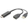 Digitus DisplayPort / HDMI / USB kabel DisplayPort zásuvka, Zástrčka HDMI-A, USB-A zástrčka 0.2 m černá AK-330101-002-S DisplayPort 1.2 , dvoužilový stíněný,