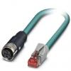 Phoenix Contact Cat5 Ethernetové kabely, řada: NBC, Modrá, Polyuretan, 48 V ac, 60V dc 2 m 4, typ pláště: Stíněné