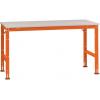 Manuflex AU6071.2001 Pracovní Přístavný stůl Univerzální standardní s Melaminplatte, Šxhxv = 1500 x 1200 x 760-870 mm, červenooranžová (RAL 2001) , deska /rám