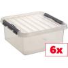 Helit úložný box Sunware Q-line transparentní 18 l (š x v x h) 40 x 18 x 40 cm 6 ks