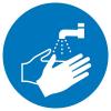 příkazová tabulka Umyjte si ruce, Hygiena a vzdálenost samolepicí fólie (Ø) 50 mm ISO 7010 6 ks