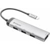 Verbatim 49147 USB Hub 4 porty USB-A USB 3.2 Gen1 5 GBit/s s konektorem USB C, LED ukazatel šedá