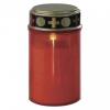 LED hřbitovní svíčka, 12,5 cm, 2x C, venkovní i vnitřní, vintage, soumrak.čidlo, červená DCCV19
