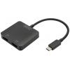 Digitus DS-45338 HDMI / USB-C® adaptér [1x USB-C® - 2x HDMI zásuvka] černá podpora HDMI, High Speed HDMI, bez nabíjecí zásuvky, Ultra HD (4K) HDMI