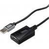 USB 2.0 kabel, USB 2.0 zástrčka A ⇔ USB 2.0 zásuvka A, černá, 5 m