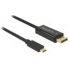 Delock USB-C® / DisplayPort kabelový adaptér USB-C ® zástrčka, Konektor DisplayPort 3.00 m černá 85257 pozlacené kontakty Kabel pro displeje USB-C®