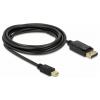Delock Mini-DisplayPort / DisplayPort kabel Mini DisplayPort konektory, Konektor DisplayPort 3 m černá 82699 4K UHD, pozlacené kontakty Kabel DisplayPort