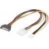 Renkforce napájecí Y kabel [1x proudová SATA zástrčka 15pólová - 1x IDE proudová zásuvka 4pólová, floppy zástrčka 4pólová] 0.20 m černá, červená, žlutá