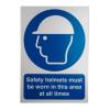 RS PRO Povinný štítek, Polyvinylchlorid, Modrá, Bílá Safety Helmets Must Be Worn In This Area Angličtina