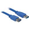 Delock USB kabel USB 3.2 Gen1 USB-A zástrčka, USB-A zásuvka 1.00 m modrá pozlacené kontakty 82538