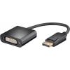 Goobay 69873 DisplayPort adaptér [1x zástrčka DisplayPort - 1x DVI zásuvka 24+5pólová] černá kulatý, s funkcí OTG, lze šroubovat, PVC plášť, kulatý vodič 15 cm