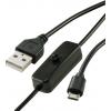 Renkforce Napájecí kabel Raspberry Pi®, BBC micro:bit [1x USB 2.0 zástrčka A - 1x micro USB 2.0 zástrčka B] 1.00 m černá vč. vypínače