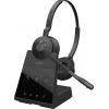 Jabra Engage 65 SE Stereo Headset otevřená (On Ear) DECT, kabelová stereo černá Potlačení hluku Vypnutí zvuku mikrofonu, NFC