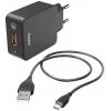 Hama USB nabíječka, 1x USB A , 1x micro USB, 19.50 W, černá