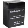 multipower MP13-6 A96801 olověný akumulátor 6 V 13 Ah olověný se skelným rounem (š x v x h) 108 x 140 x 70 mm plochý konektor 4,8 mm, plochý konektor 6,35 mm multipower MP13-6 A96801 olověný akumulátor 6 V 13 Ah olověný se skelným rounem (š x v x h) 108 x 140 x 70 mm plochý konektor 4,8 mm, plochý konektor 6,35 mm