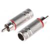 RS PRO Zástrčka RCA, orientace těla: Rovný, Červená, Kabel, pokovení: Nikl RS PRO Zástrčka RCA, orientace těla: Rovný, Červená, Kabel, pokovení: Nikl