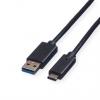 Roline Kabel USB Vnější, A: USB typu A, 500 mm Vnější, Černá, B: USB typu C Roline Kabel USB Vnější, A: USB typu A, 500 mm Vnější, Černá, B: USB typu C